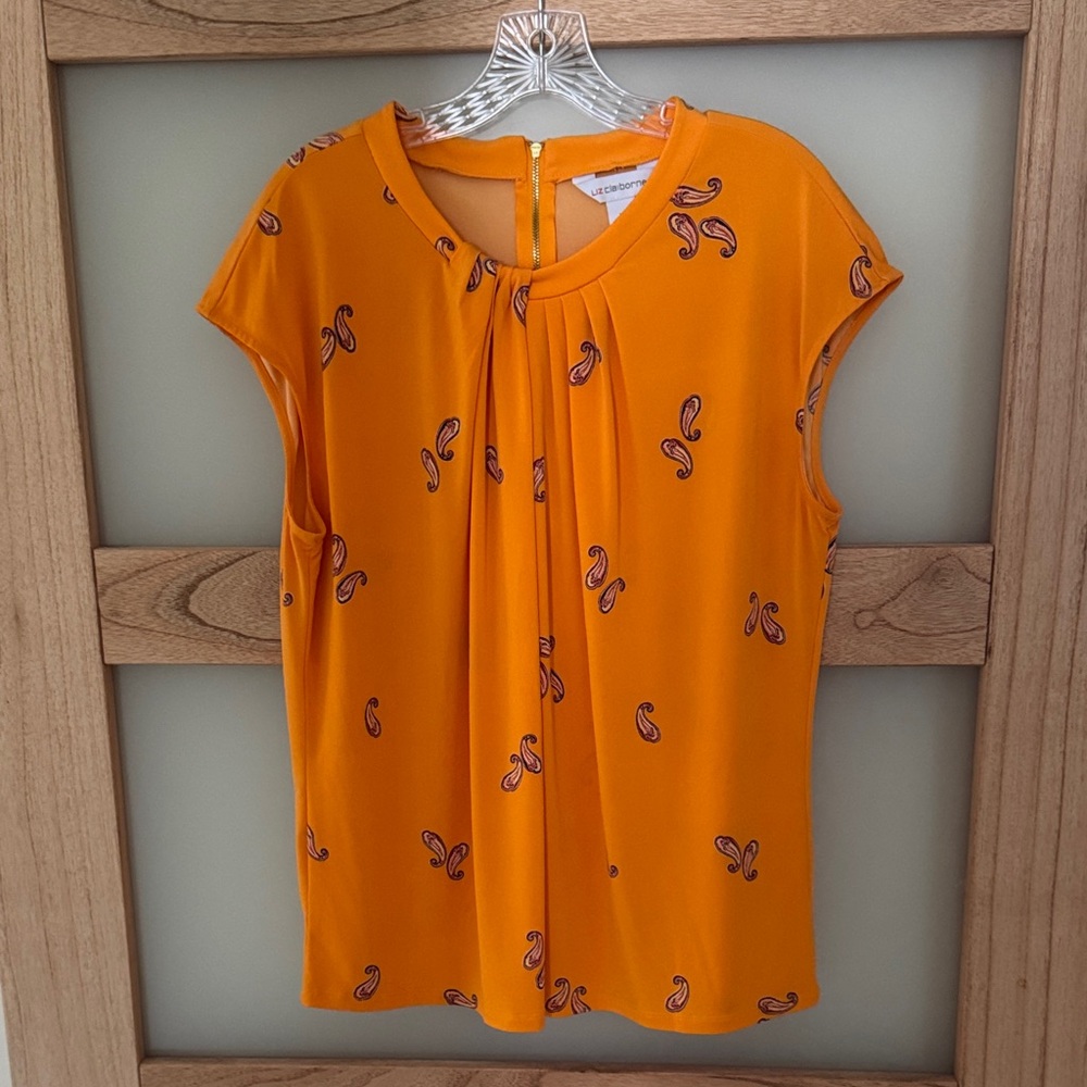Liz Claiborne Vibrant Orange Paisley Blouse
